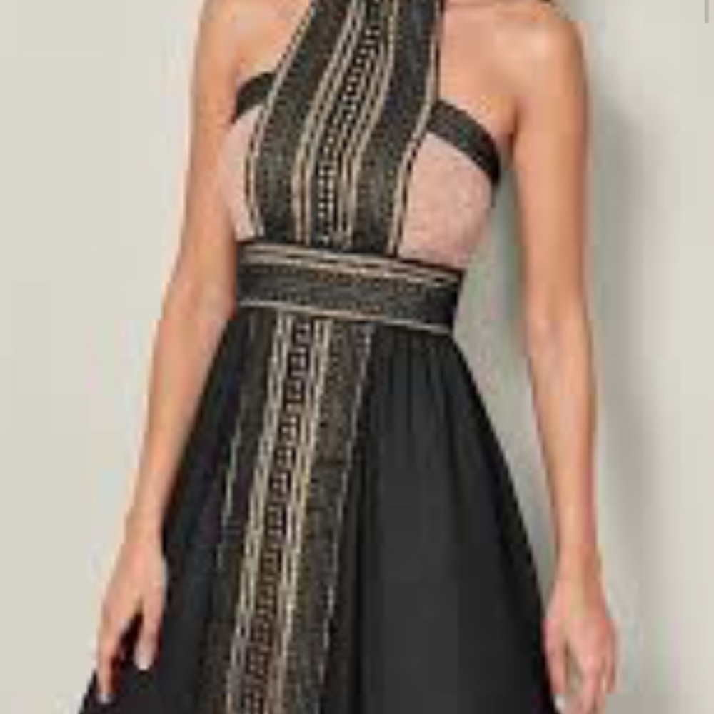 Pink and Black Halter Dress